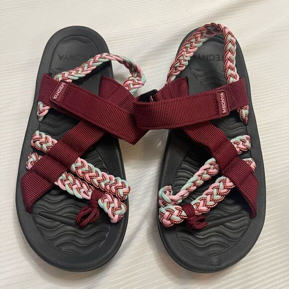 Megnya Sandals Woven Straps Open Toe Pull On Shoes Comfort Womens Size 38 US 8 - Picture 1 of 9